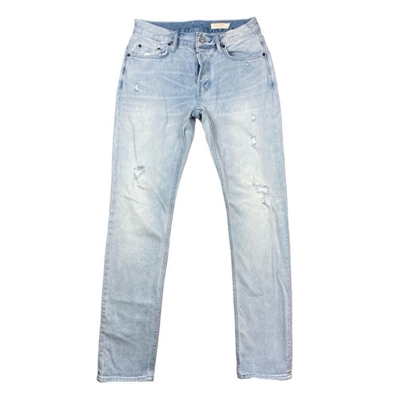 All saints Rex light wash skinny jeans with slight distressing